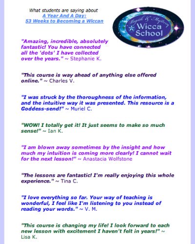  What Students Are Saying About A Year &  A Day  © Wicca-Spirituality.com